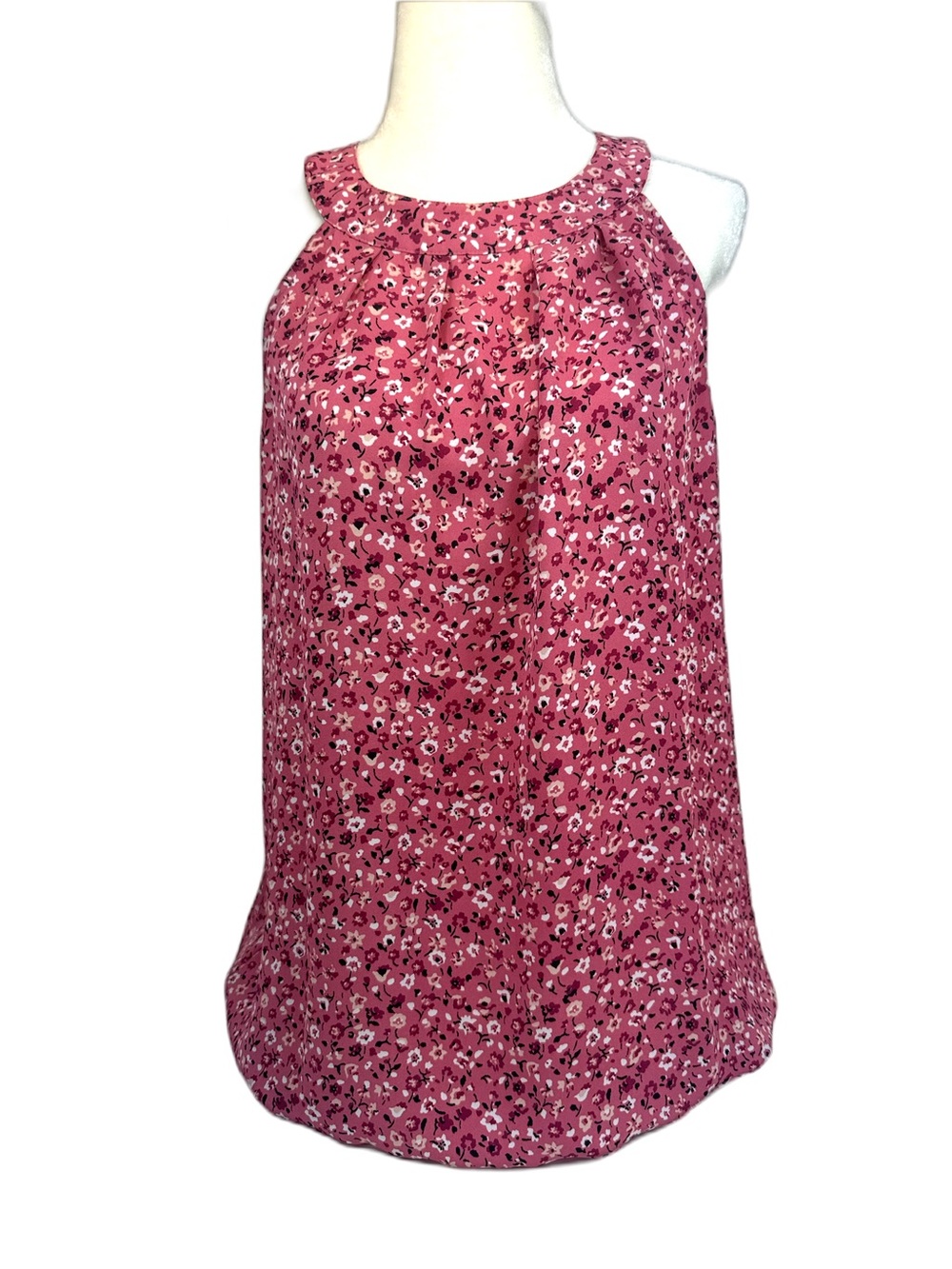 LOFT halter top sleeveless blouse in pink w dainty floral print sz Medium EUC